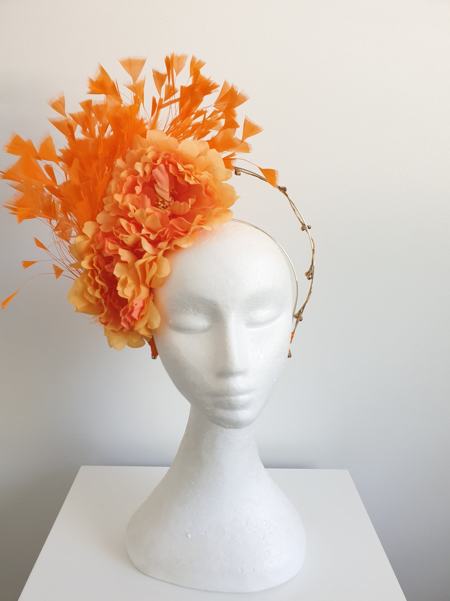 Order  - Miss Kelly. Womens flower and feather halo headband fascinator