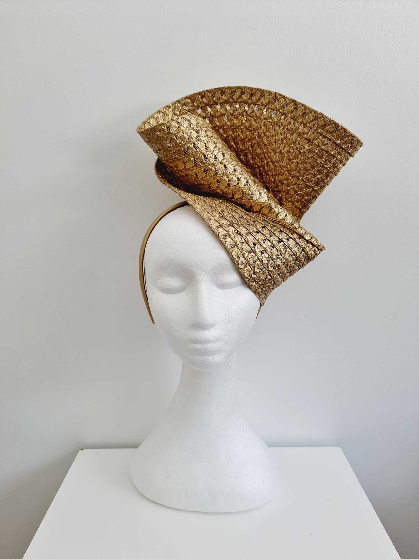Miss Tara. Womens braided headband fascinator in Old Gold