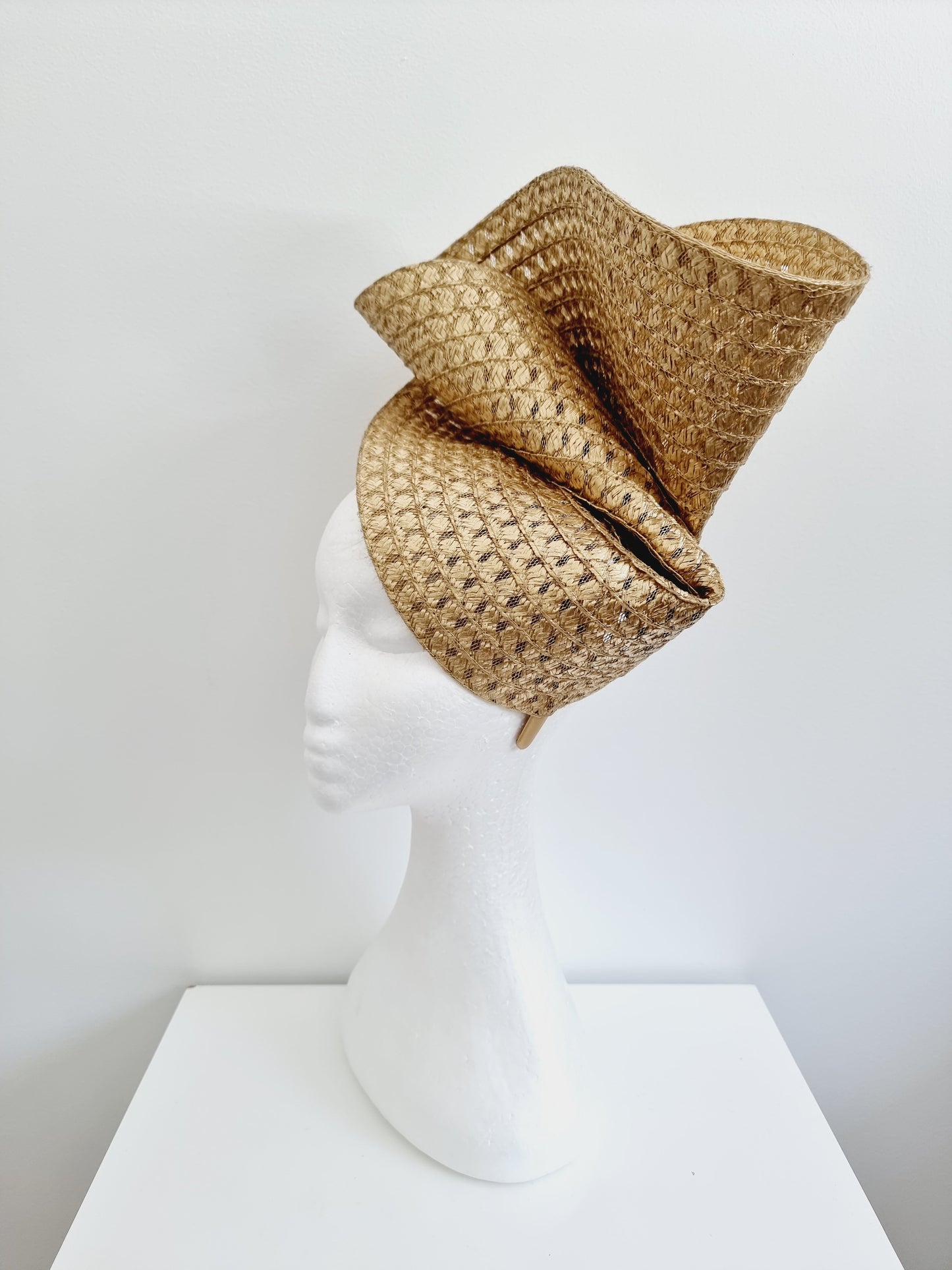Miss Tara. Womens braided headband fascinator in Old Gold
