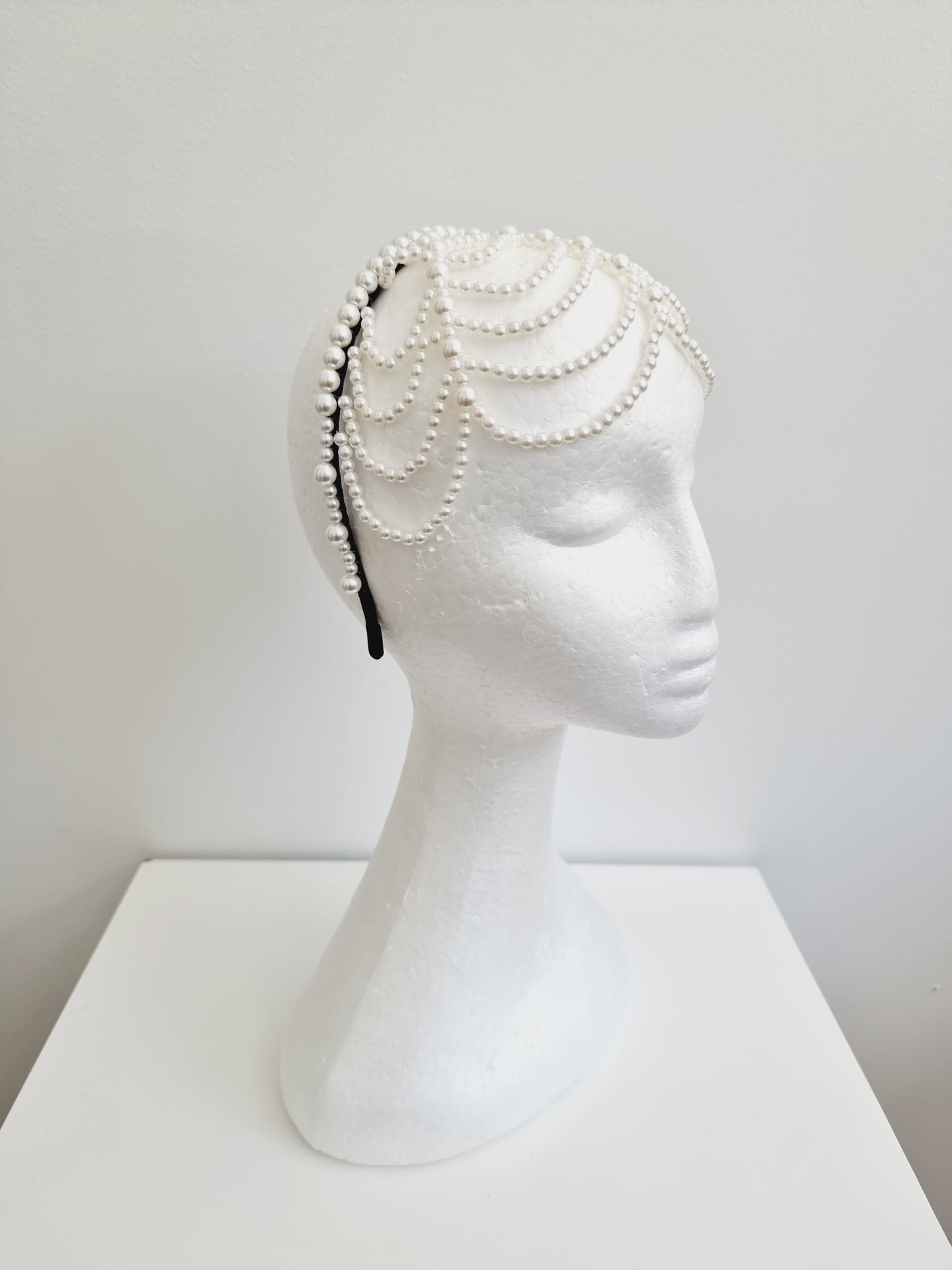 Miss Pallis . Womens pearl beaded headband fascinator
