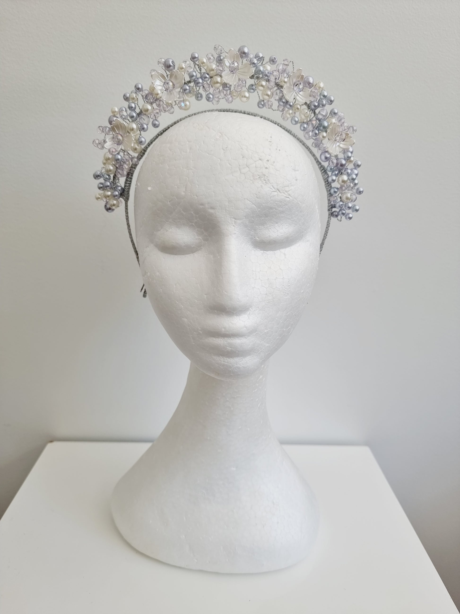 Miss Sienna. Womens pearl and crystal beaded headband fascinator