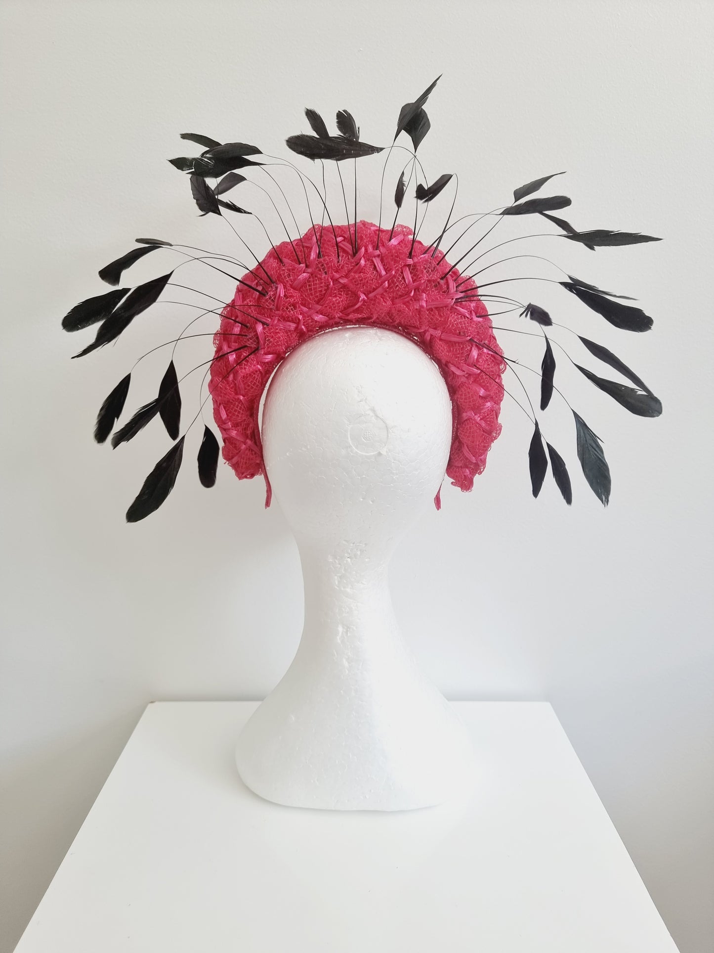 Miss Kylie.  Womens vintage raspberry braid headband fasinator
