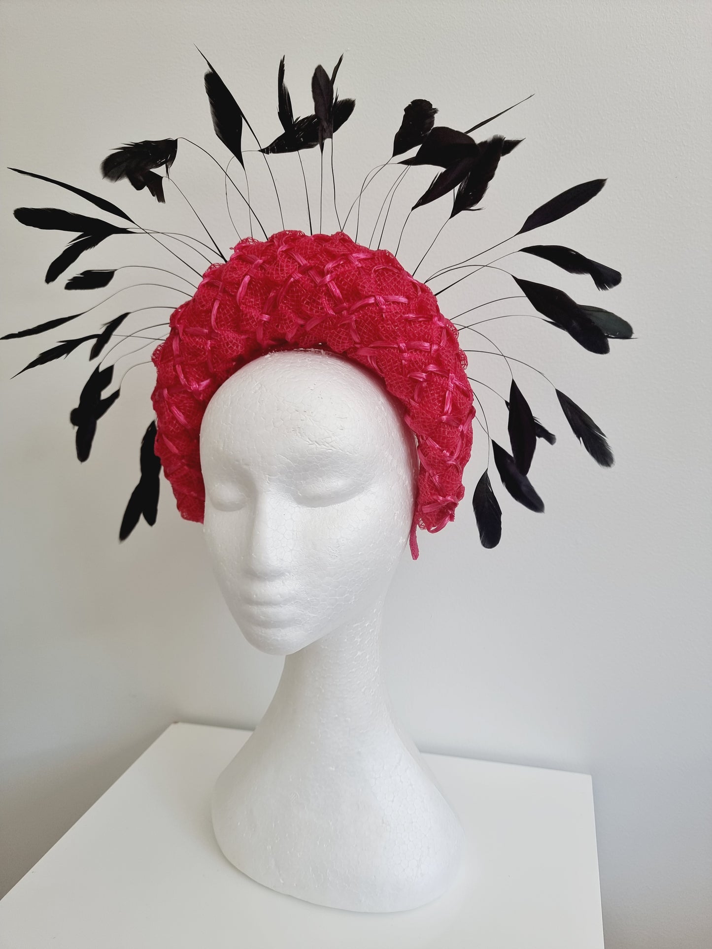 Miss Kylie.  Womens vintage raspberry braid headband fasinator
