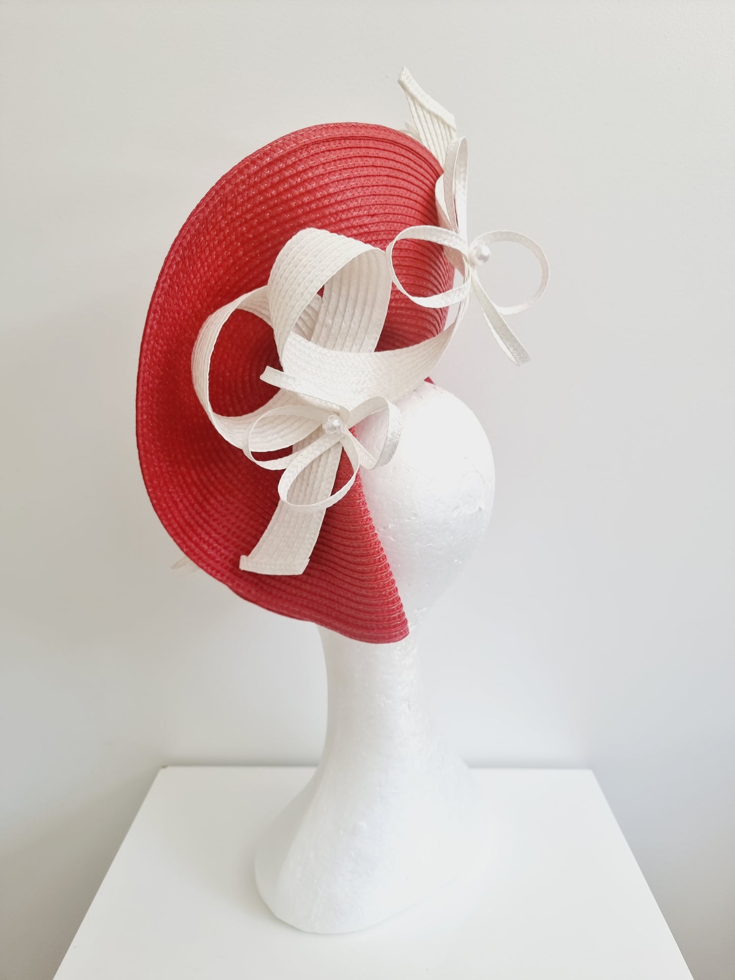 Miss Charlie. Womens red and ivory headband fascinator