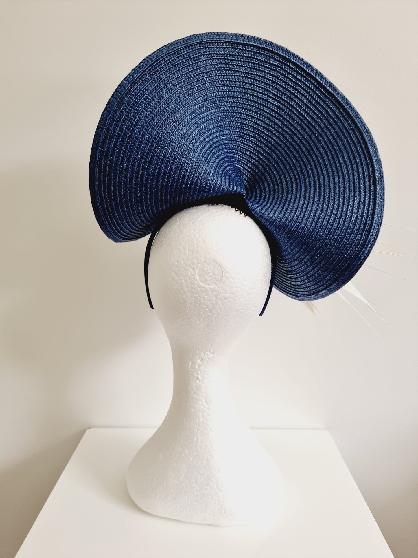 Miss Striking. Womens navy blue and cream headband fascinator