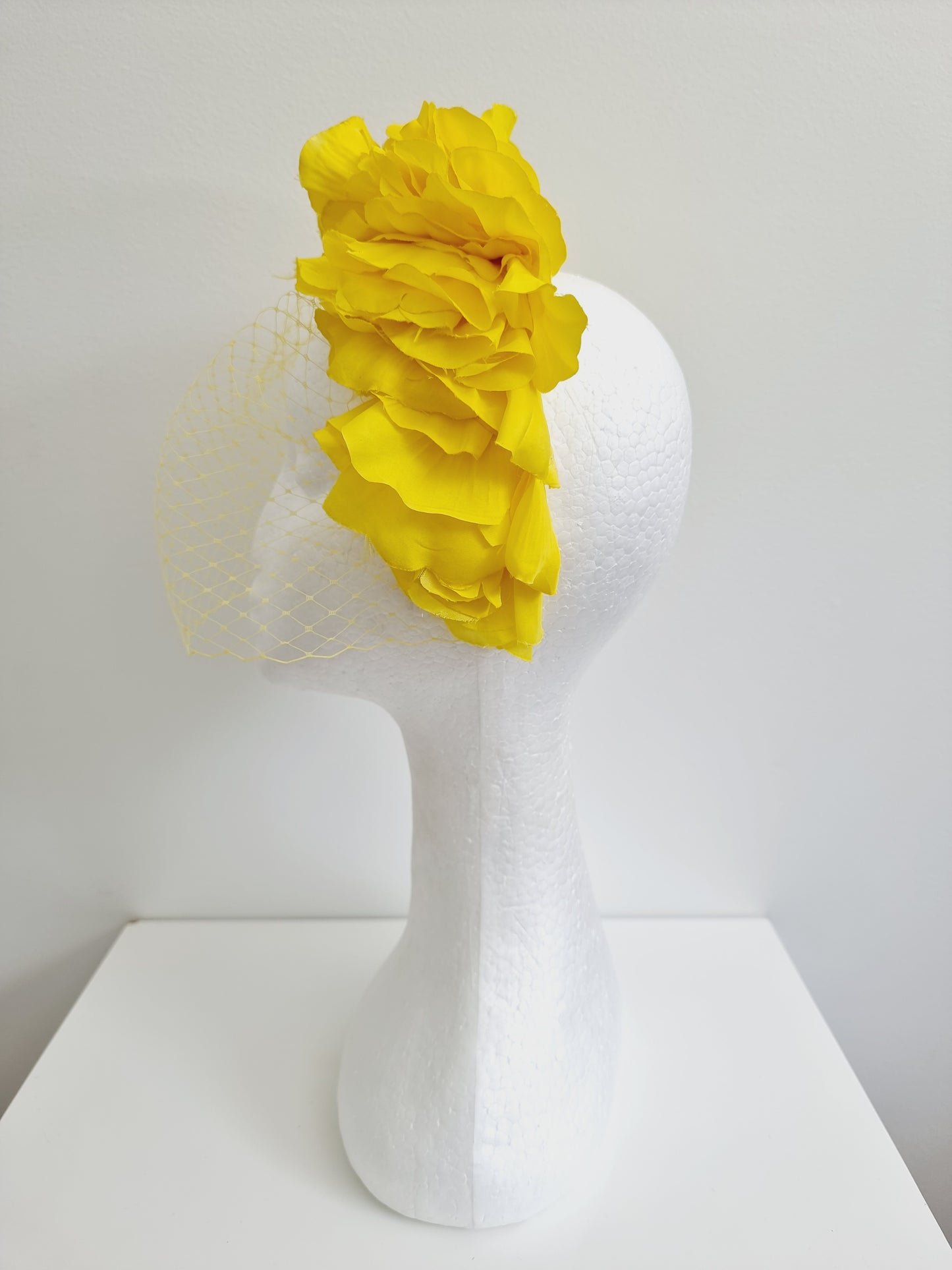 Miss Trixie. Womens ruffle embellished headband with veiling in Yellow