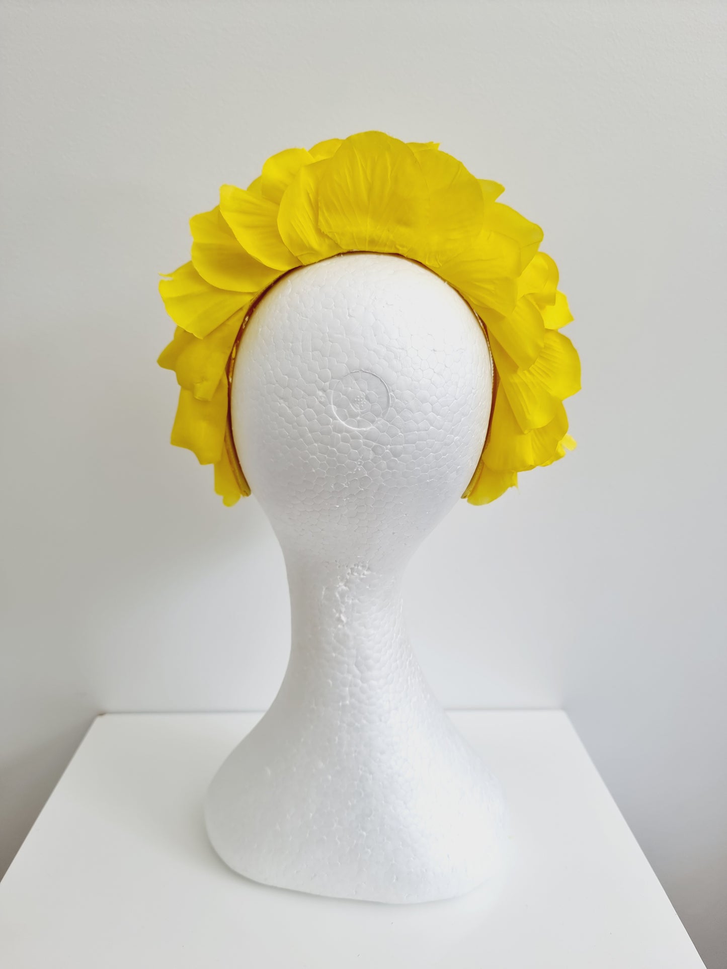 Miss Trixie. Womens ruffle embellished headband with veiling in Yellow
