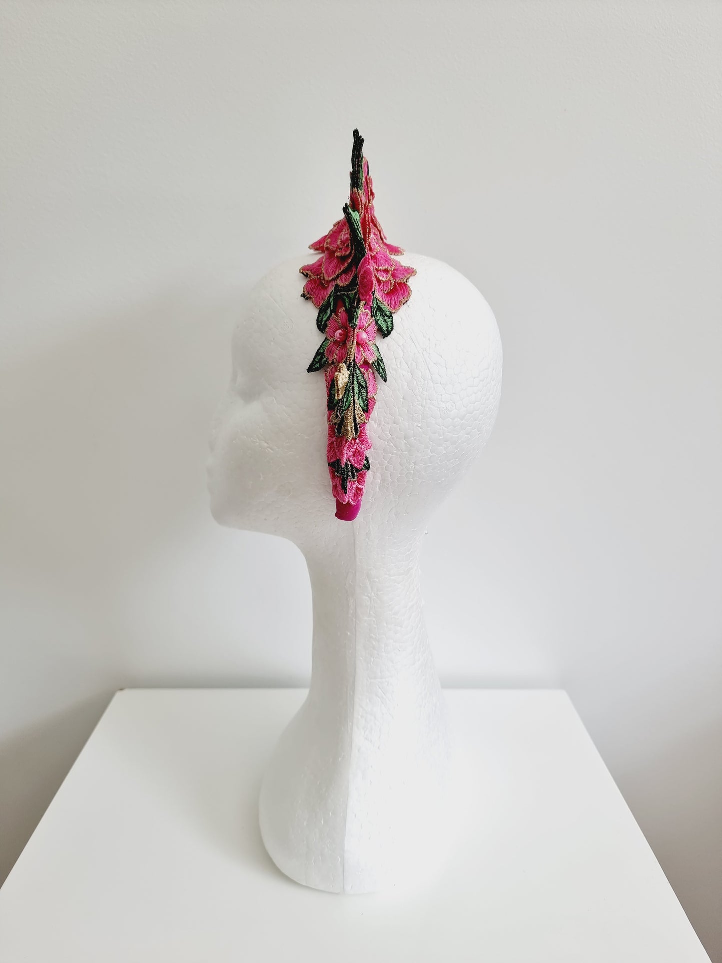 Miss Zoey. Womens Hot Pink floral embroidered headband