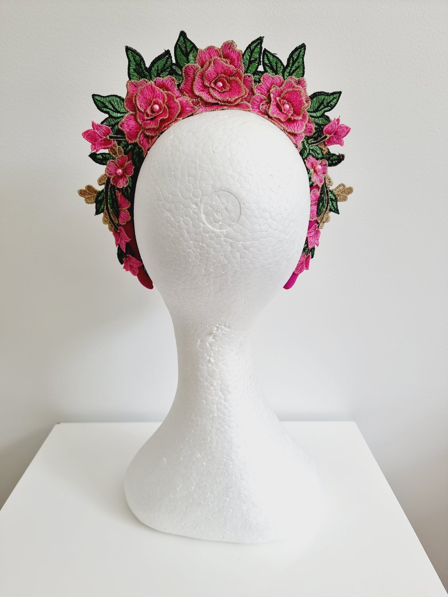 Miss Zoey. Womens Hot Pink floral embroidered headband