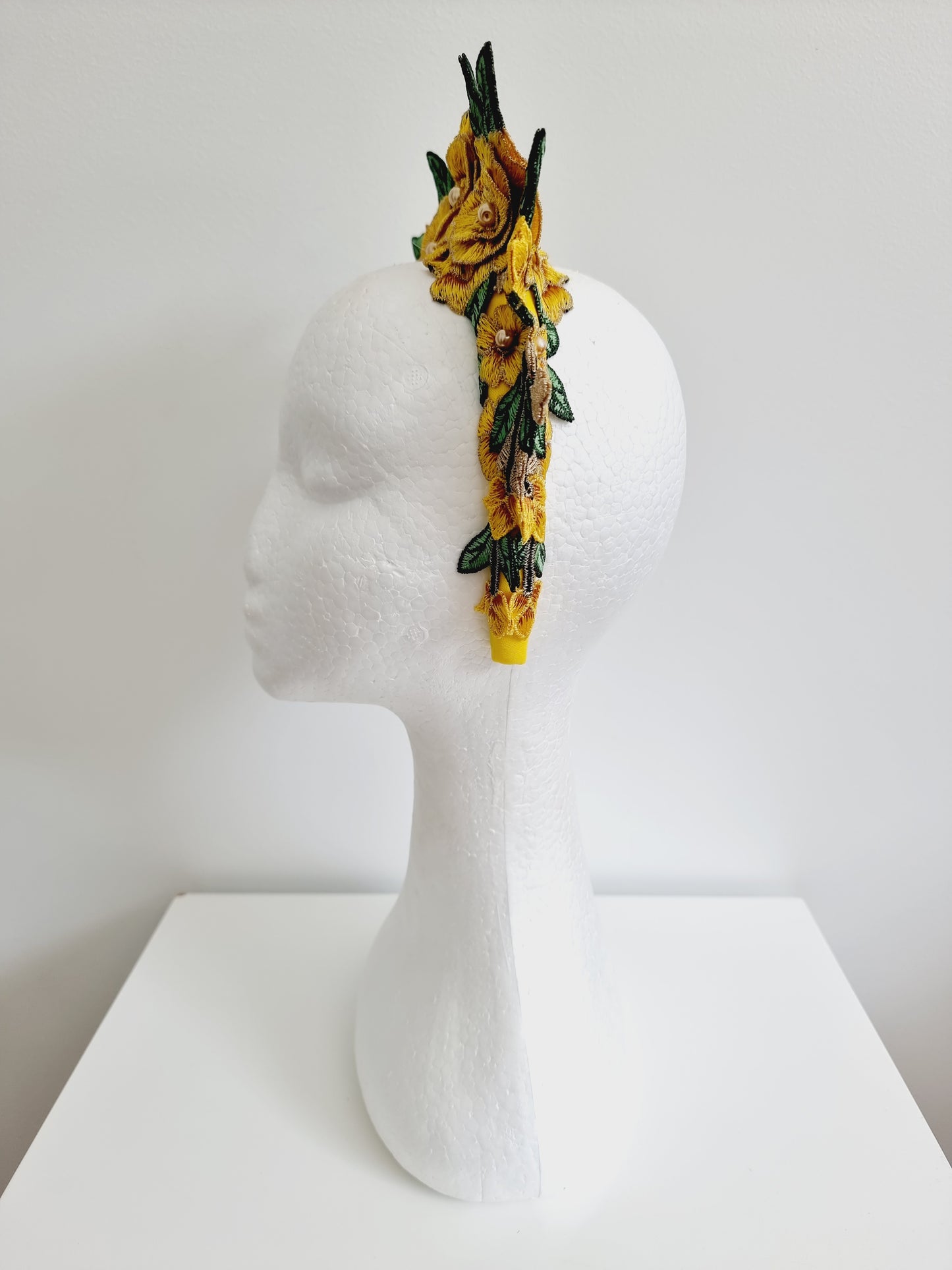 Miss Zoey. Womens Yellow floral embroidered headband