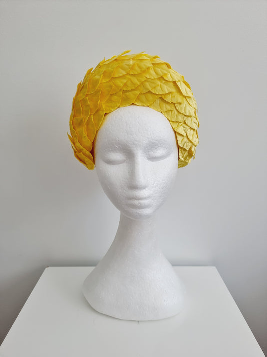 Miss Betty . Womens Yellow leaf covered halo style headband