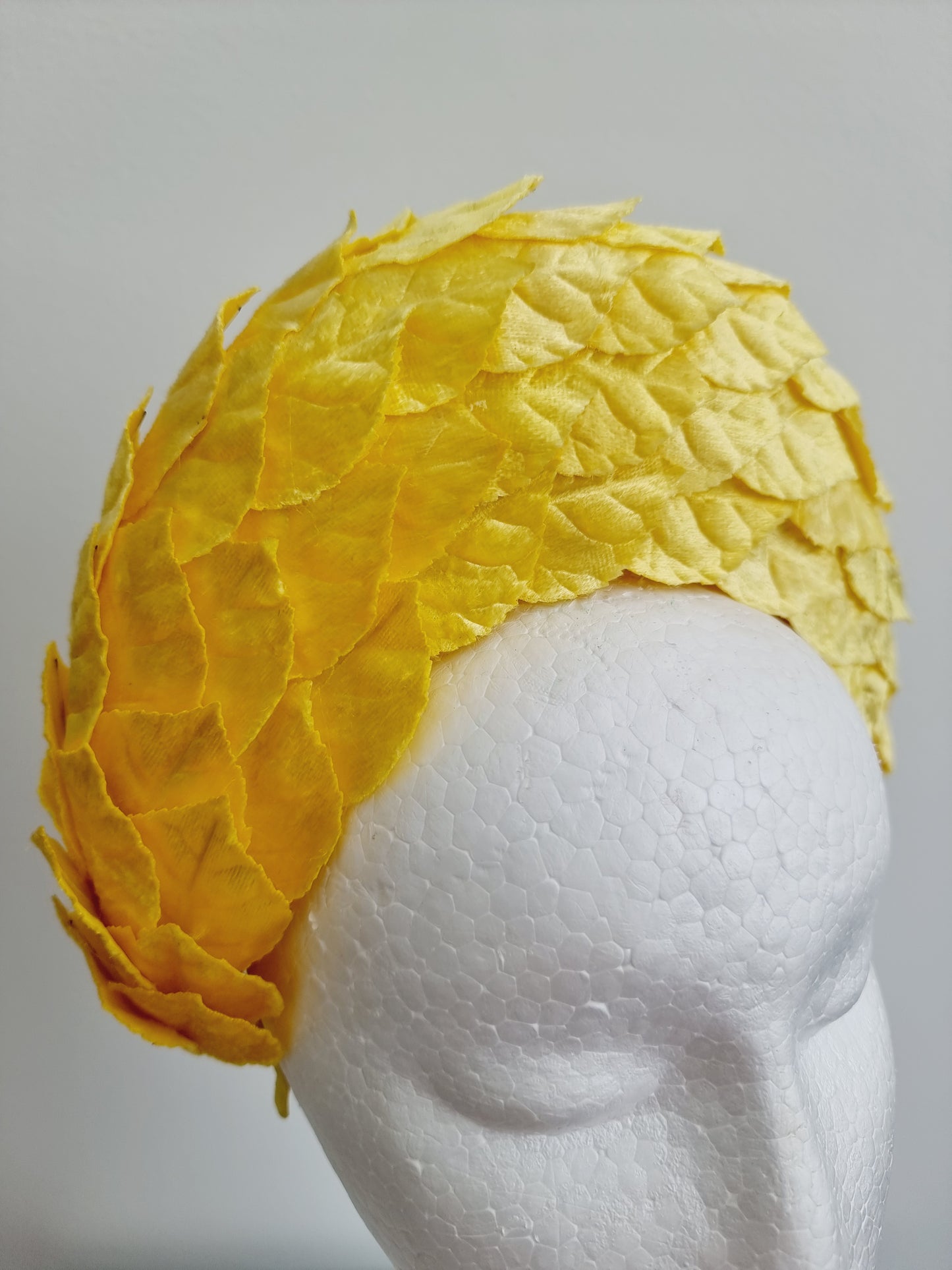 Miss Betty . Womens Yellow leaf covered halo style headband