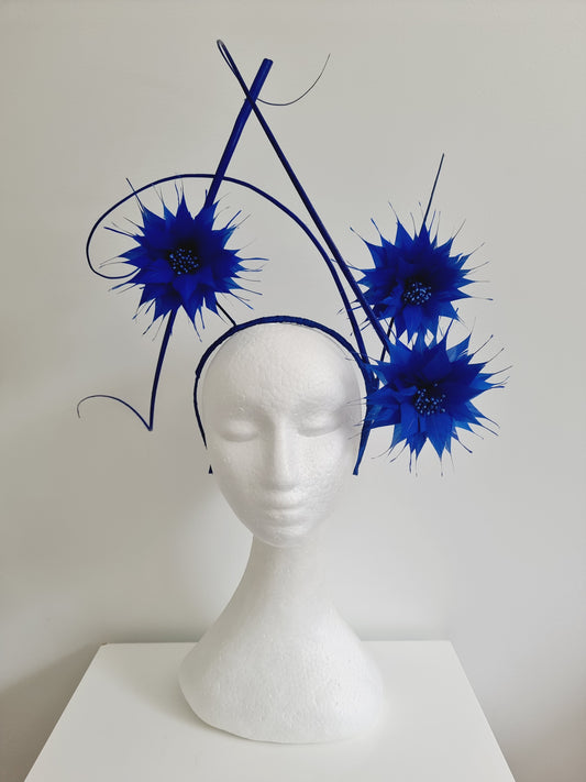 Miss Charlotte. Womens Royal Blue flower  headband