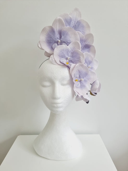Miss Alexia womens faux orchid flower headband fascinator in tonal Lavender