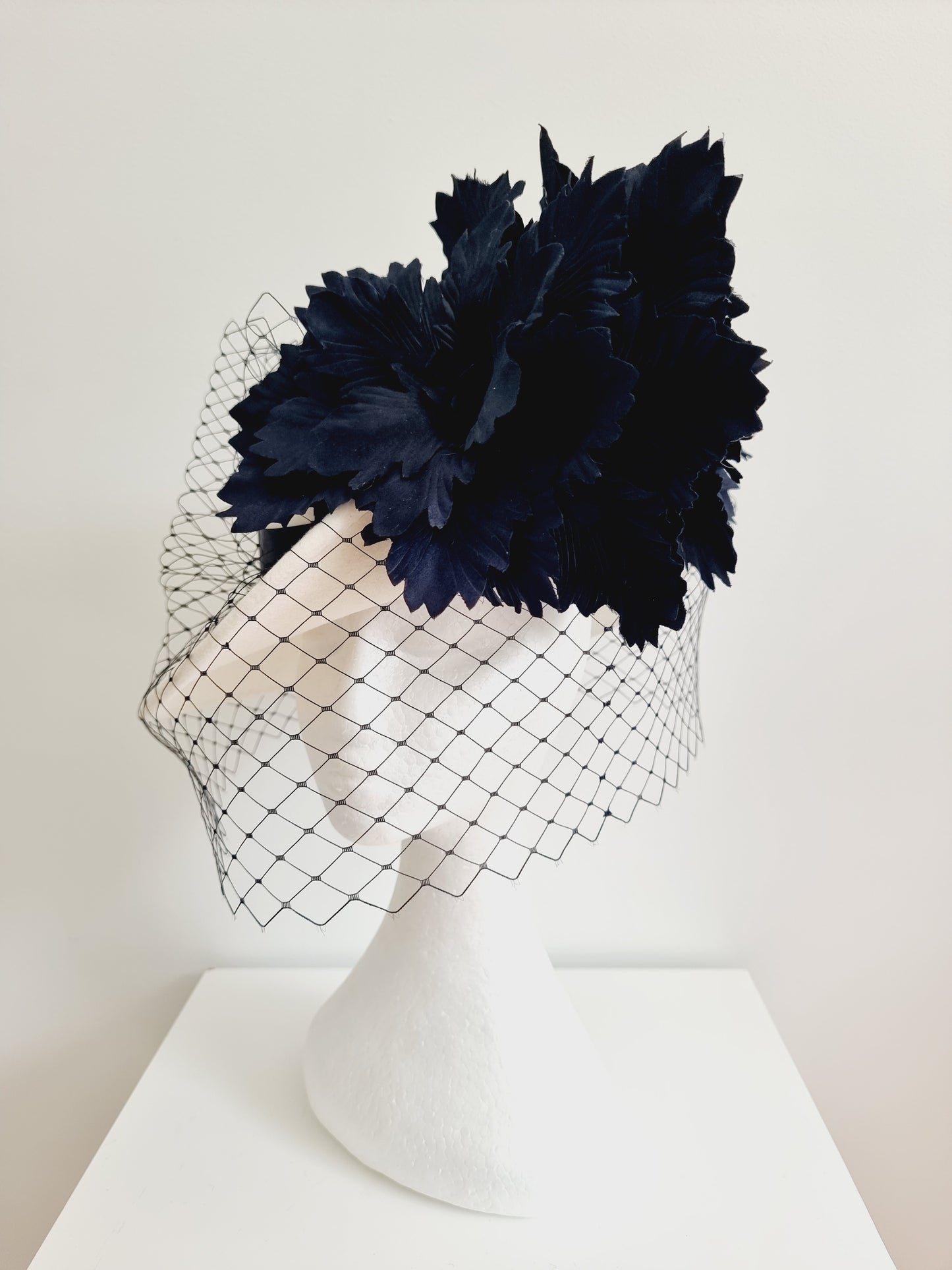 Miss Odette Womens black & Ivory felt hat with veiling