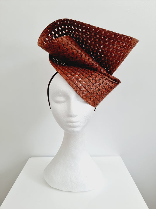 Miss Tara. Womens braided headband fascinator in Brown