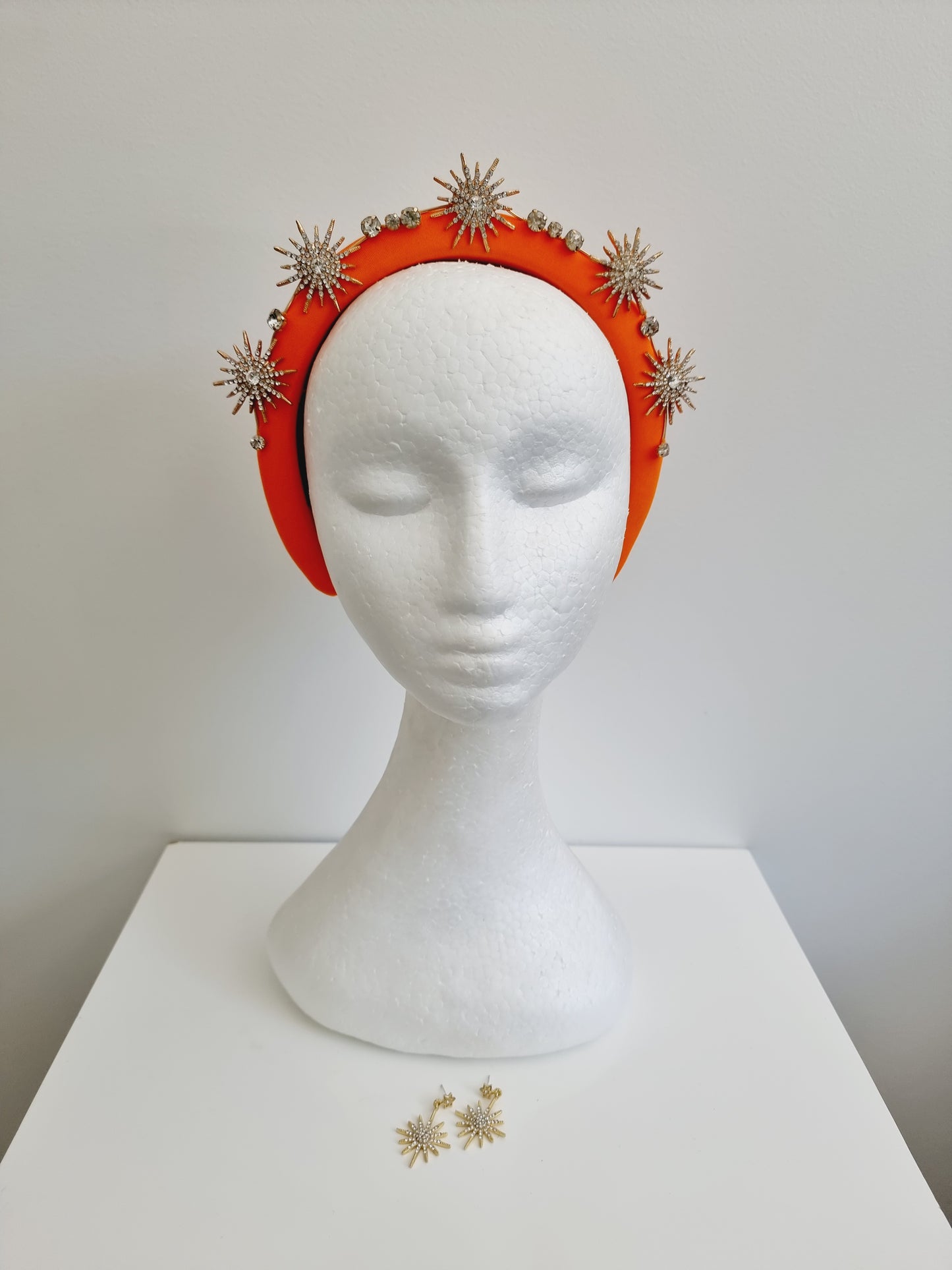 Miss Galaxy. Womens Orange star embellished headband with earings