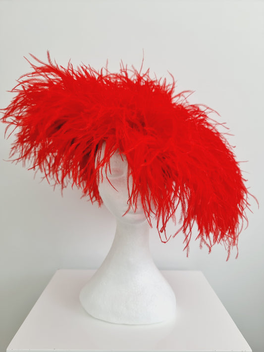 Miss Paris hat.  Womens Red feather hat