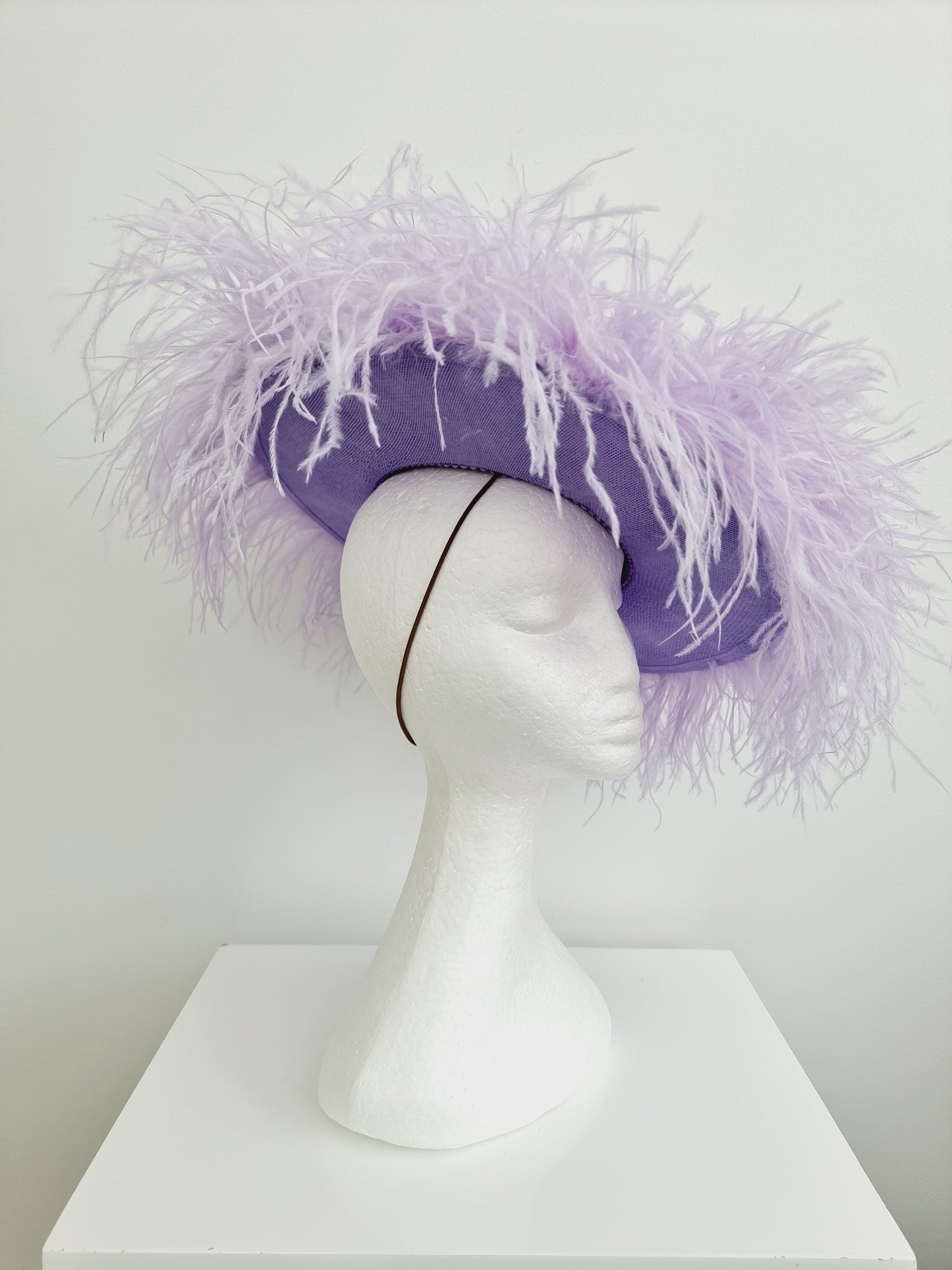 Miss Paris hat.  Womens Lilac feather hat