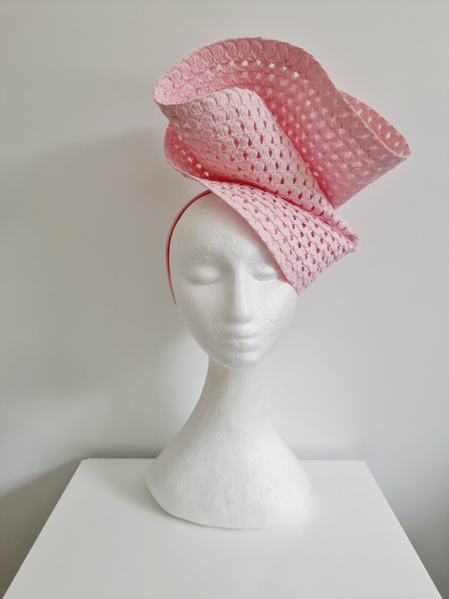Miss Tara. Womens braided headband fascinator in Pale Pink