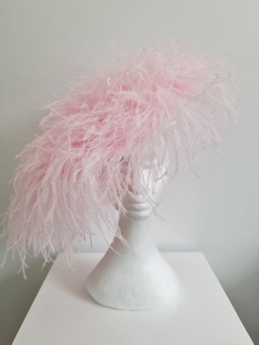Miss Paris hat.  Womens Pale Pink feather hat