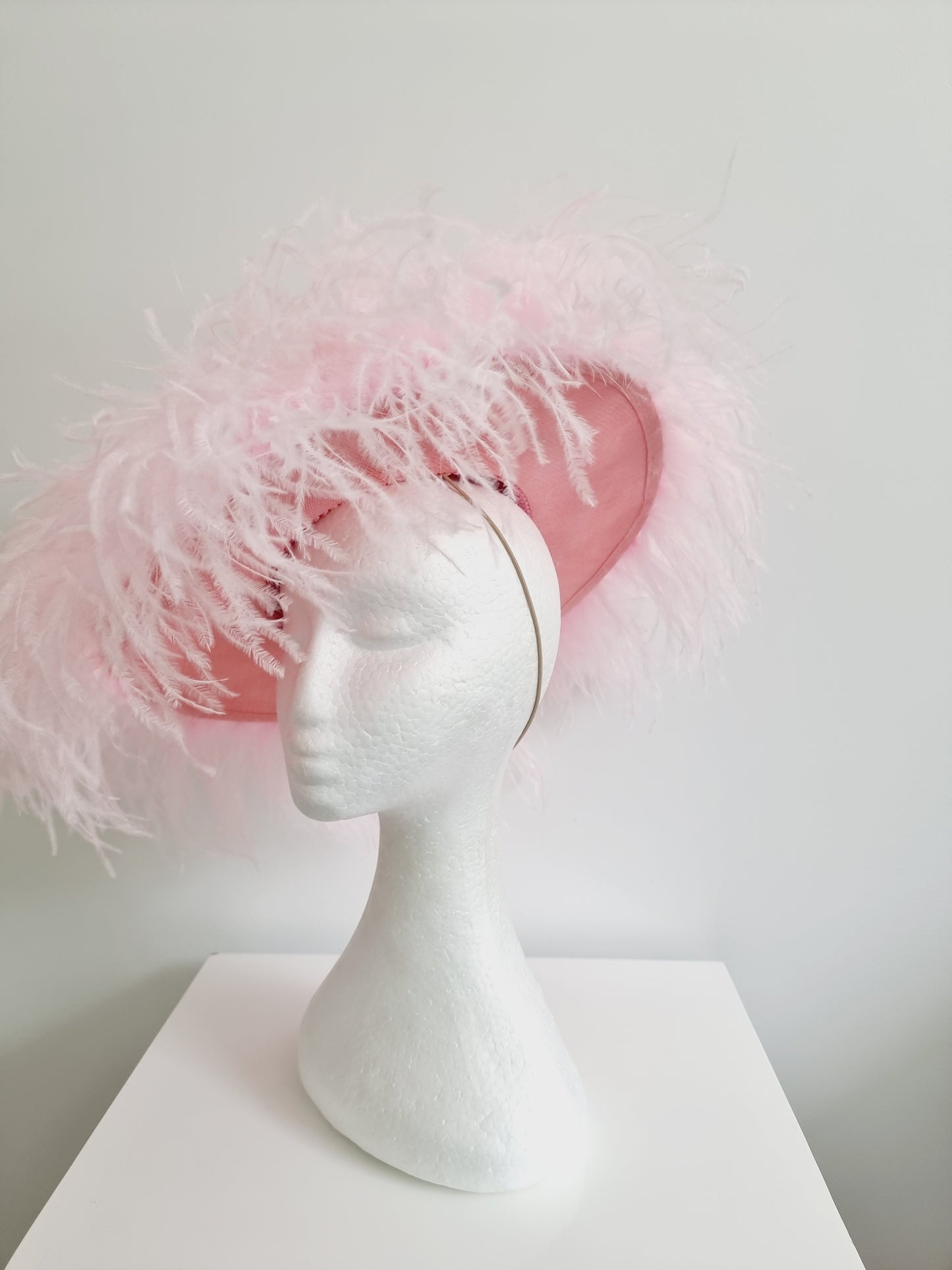 Miss Paris hat.  Womens Pale Pink feather hat