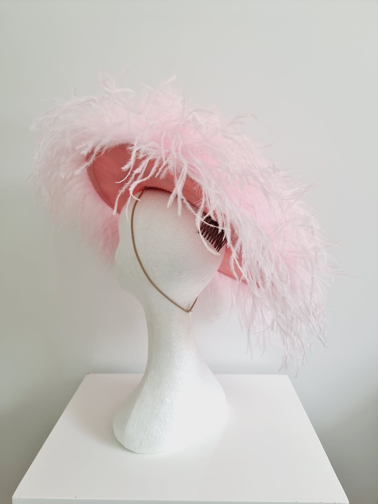 Miss Paris hat.  Womens Pale Pink feather hat