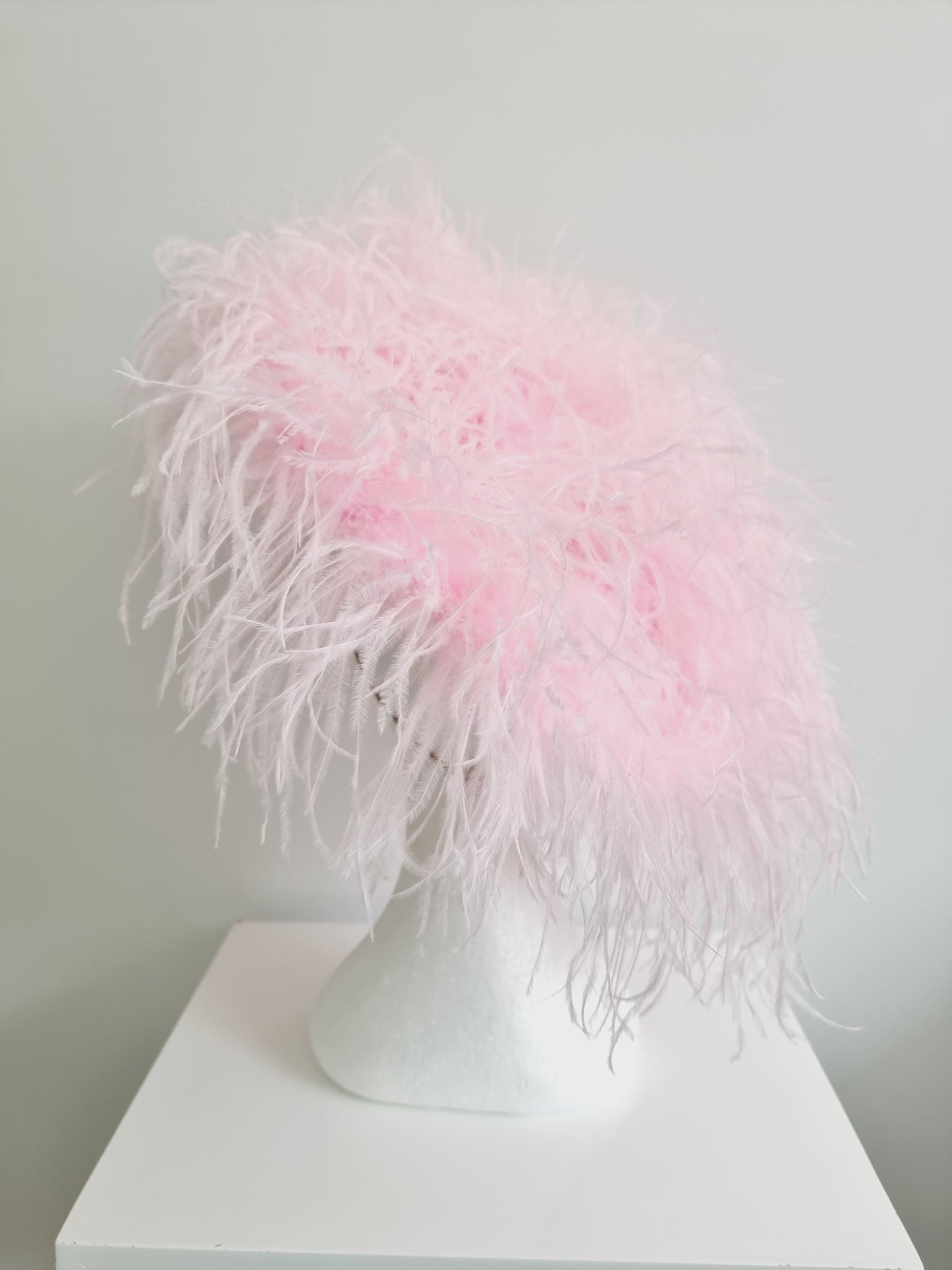 Miss Paris hat.  Womens Pale Pink feather hat