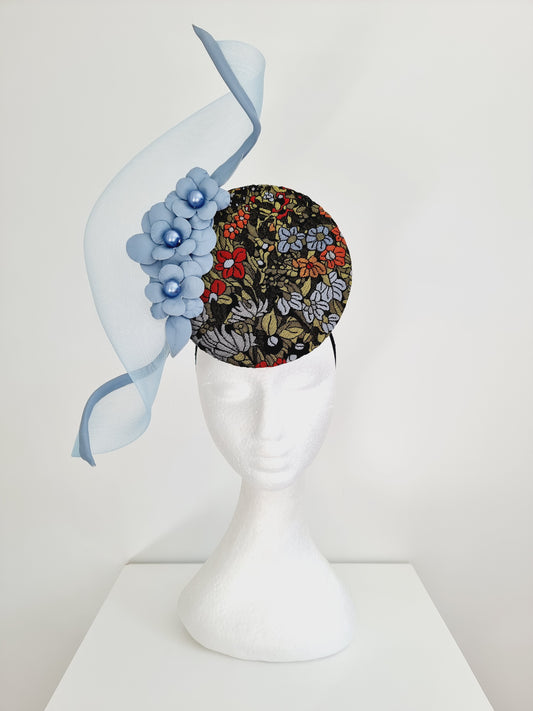 Miss Fabia. Womens Powder Blue flower percher headband fascinator