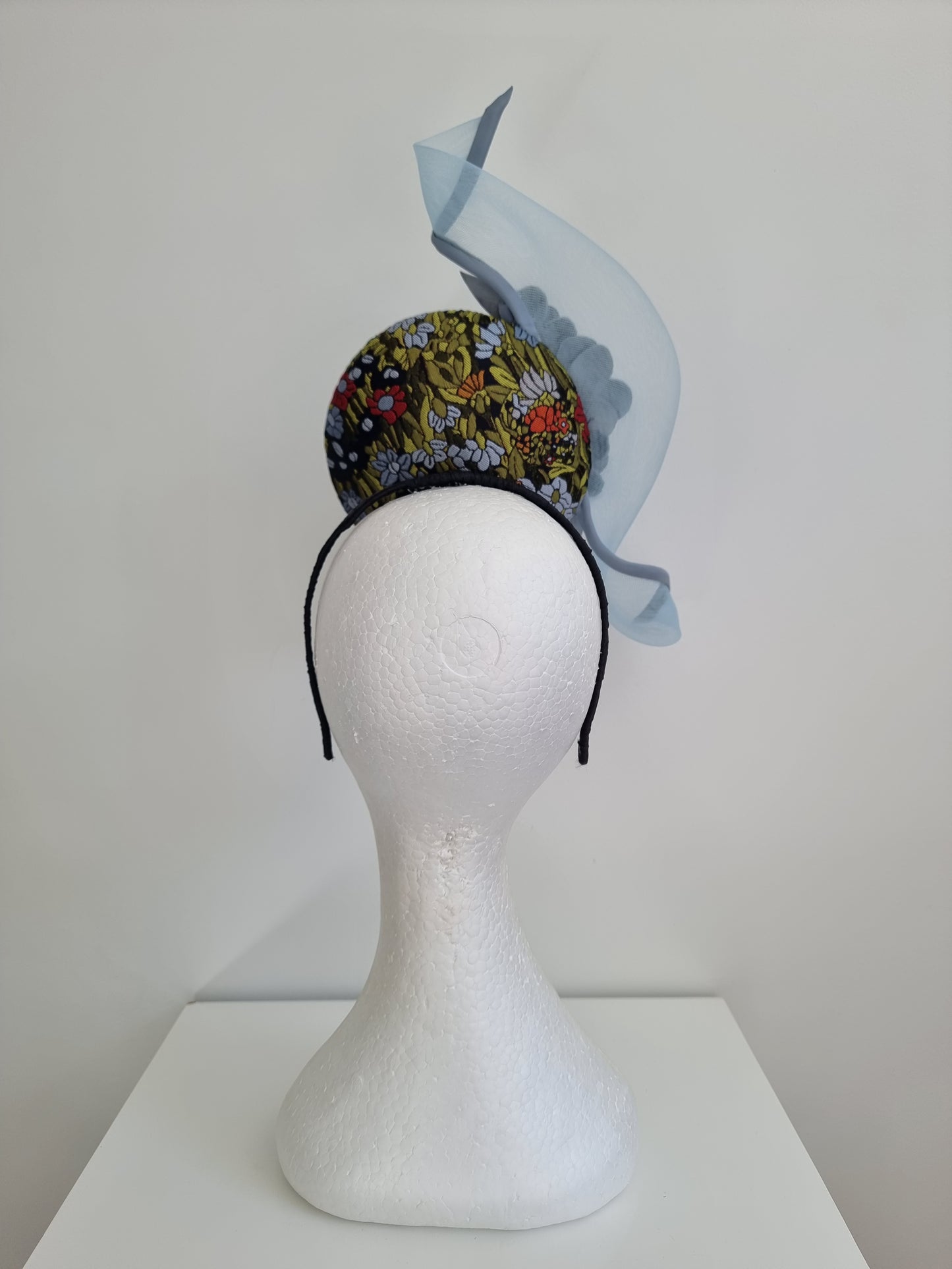 Miss Fabia. Womens Powder Blue flower percher headband fascinator