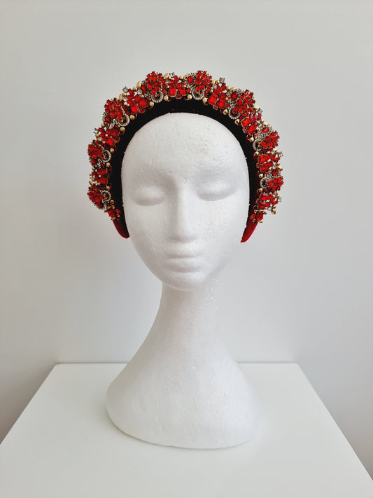 Miss Dakoda. Womens Red embellished headband with earings