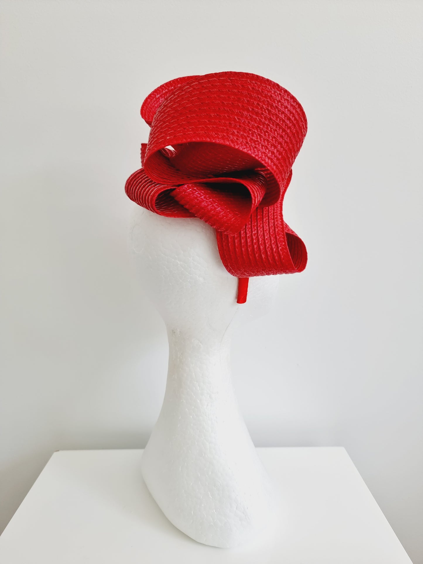 Miss Samantha. Womens braided loop fascinator in Red