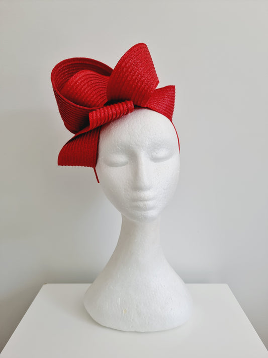 Miss Samantha. Womens braided loop fascinator in Red