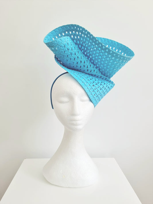 Miss Tara. Womens braided headband fascinator in Sky Blue