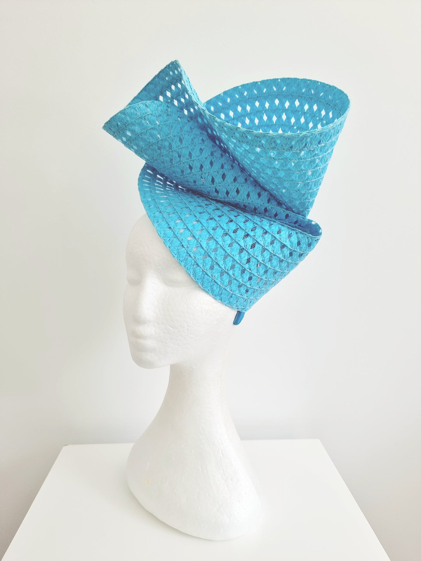 Miss Tara. Womens braided headband fascinator in Sky Blue