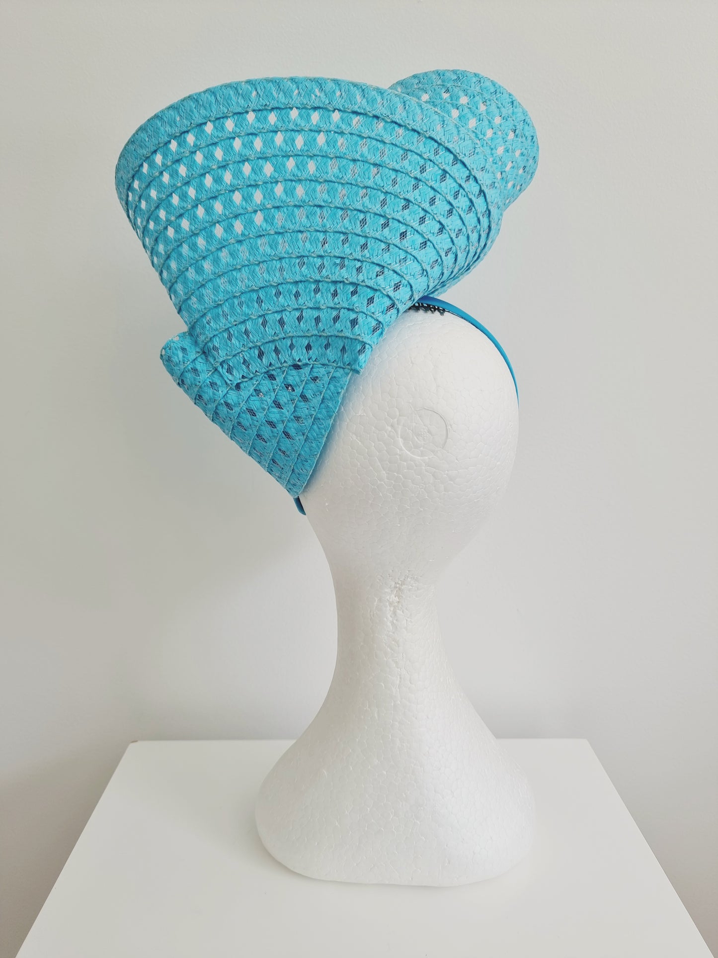 Miss Tara. Womens braided headband fascinator in Sky Blue