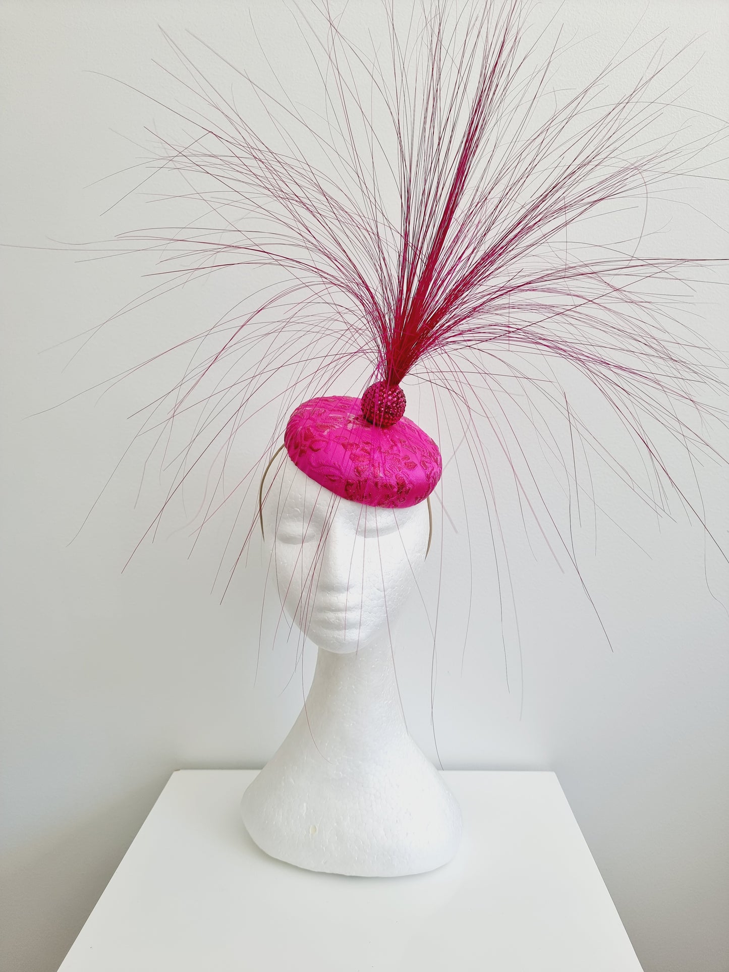 Miss Touree. Womens statement Hot Pink button fascinator