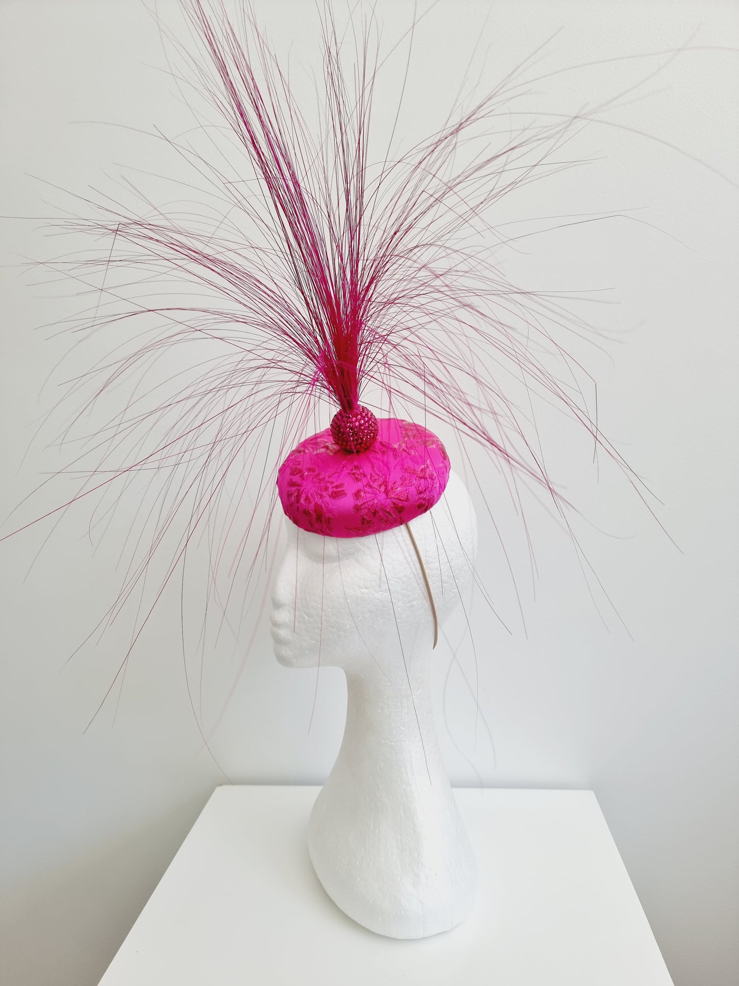 Miss Touree. Womens statement Hot Pink button fascinator