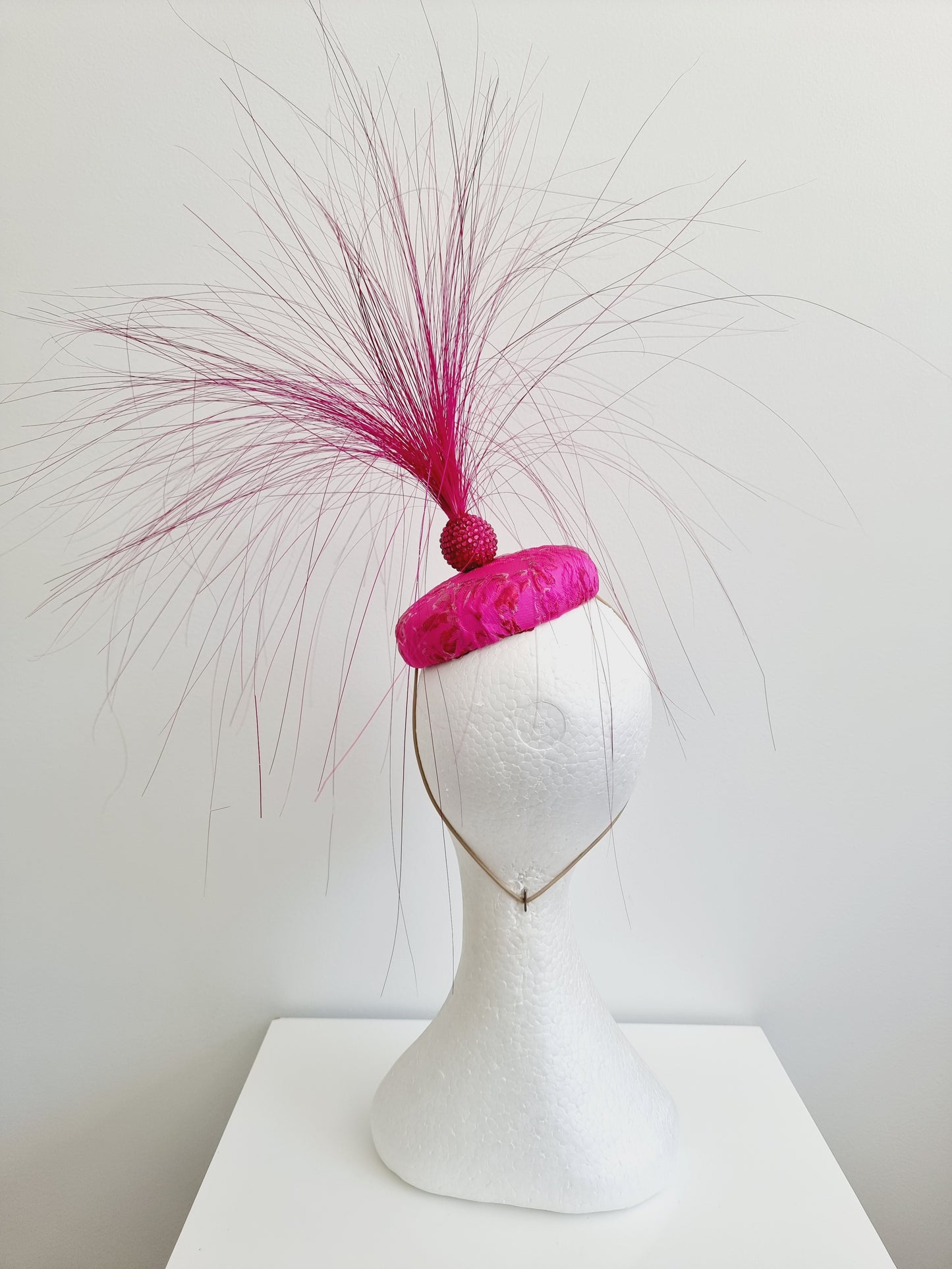 Miss Touree. Womens statement Hot Pink button fascinator