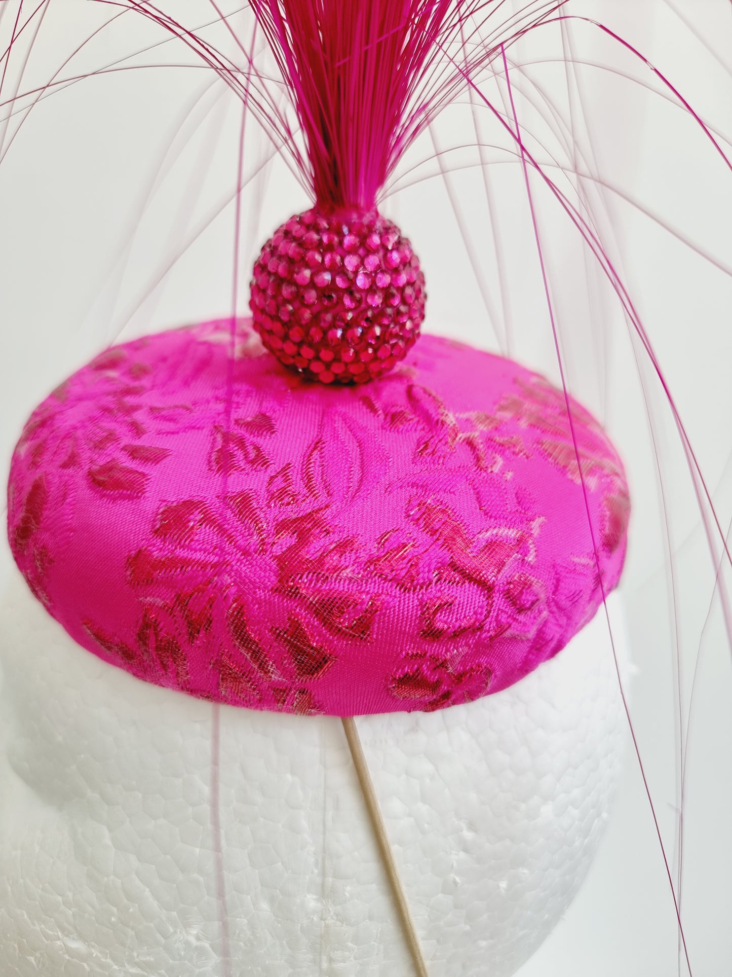 Miss Touree. Womens statement Hot Pink button fascinator