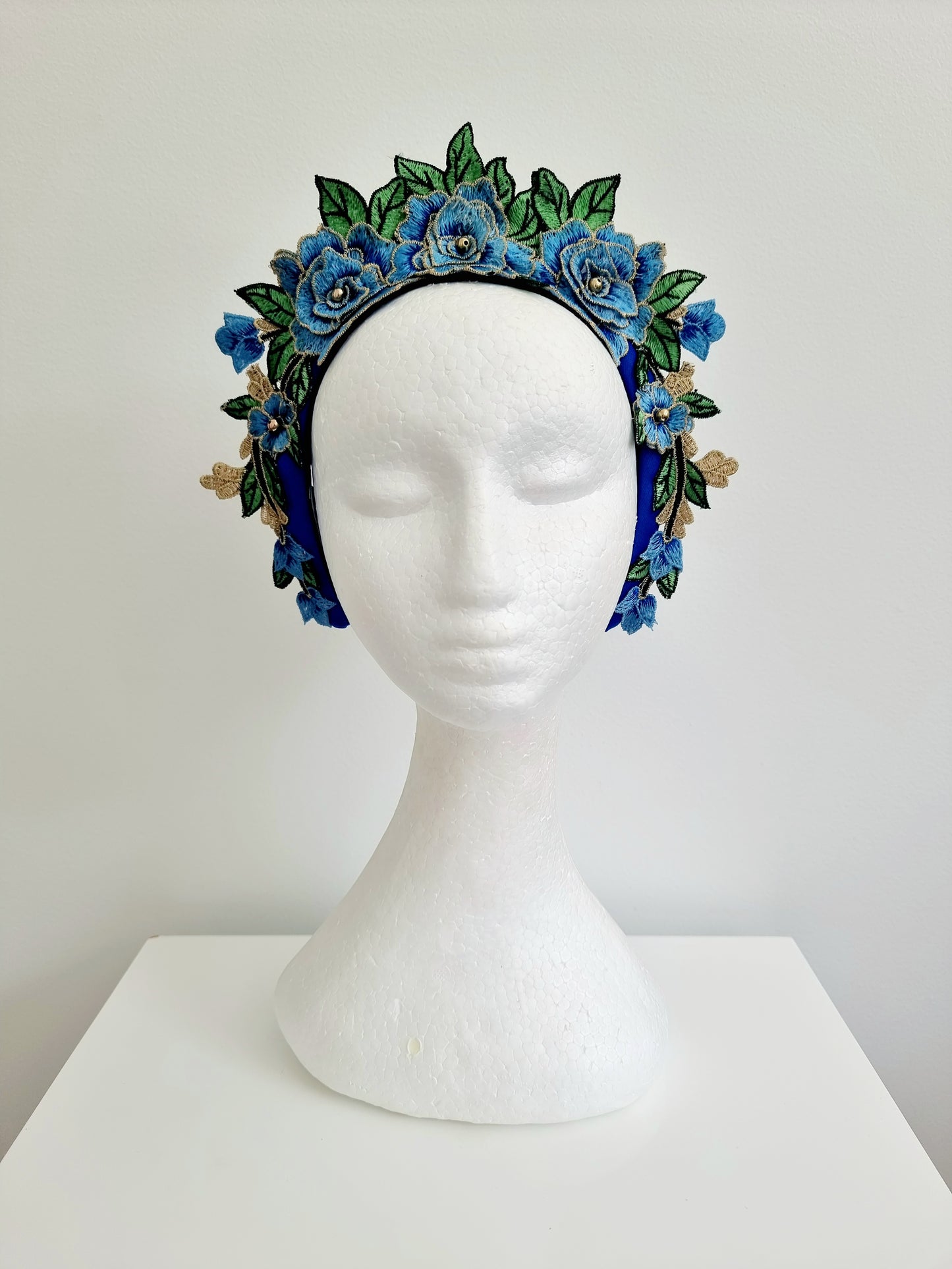 Miss Zoey. Womens Blue floral embroidered headband