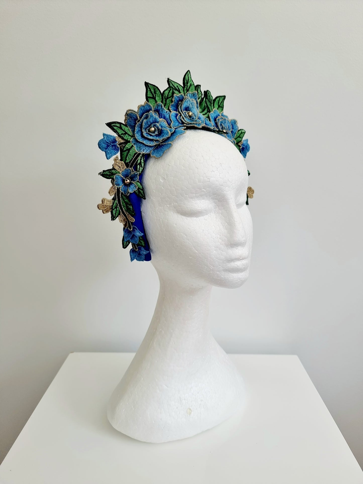 Miss Zoey. Womens Blue floral embroidered headband