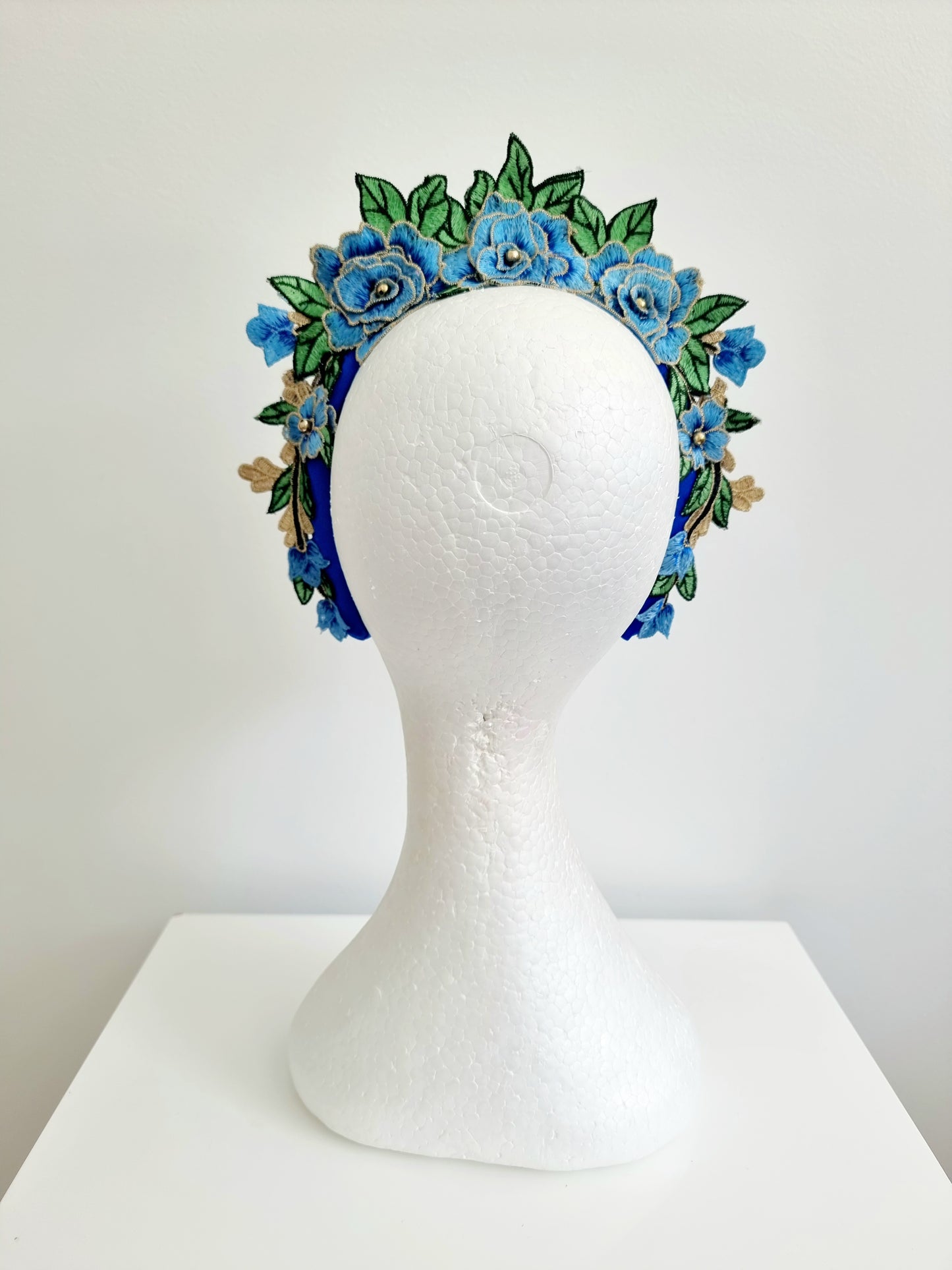 Miss Zoey. Womens Blue floral embroidered headband