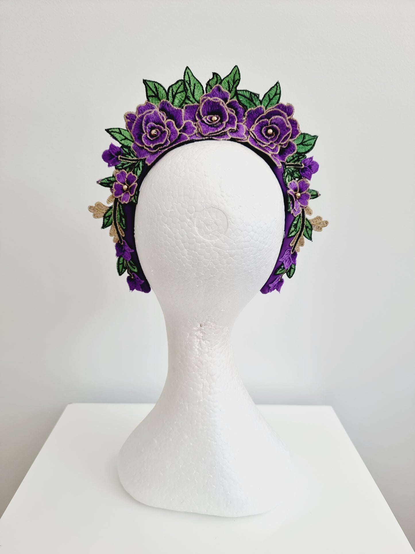 Miss Zoey. Womens Purple floral embroidered headband