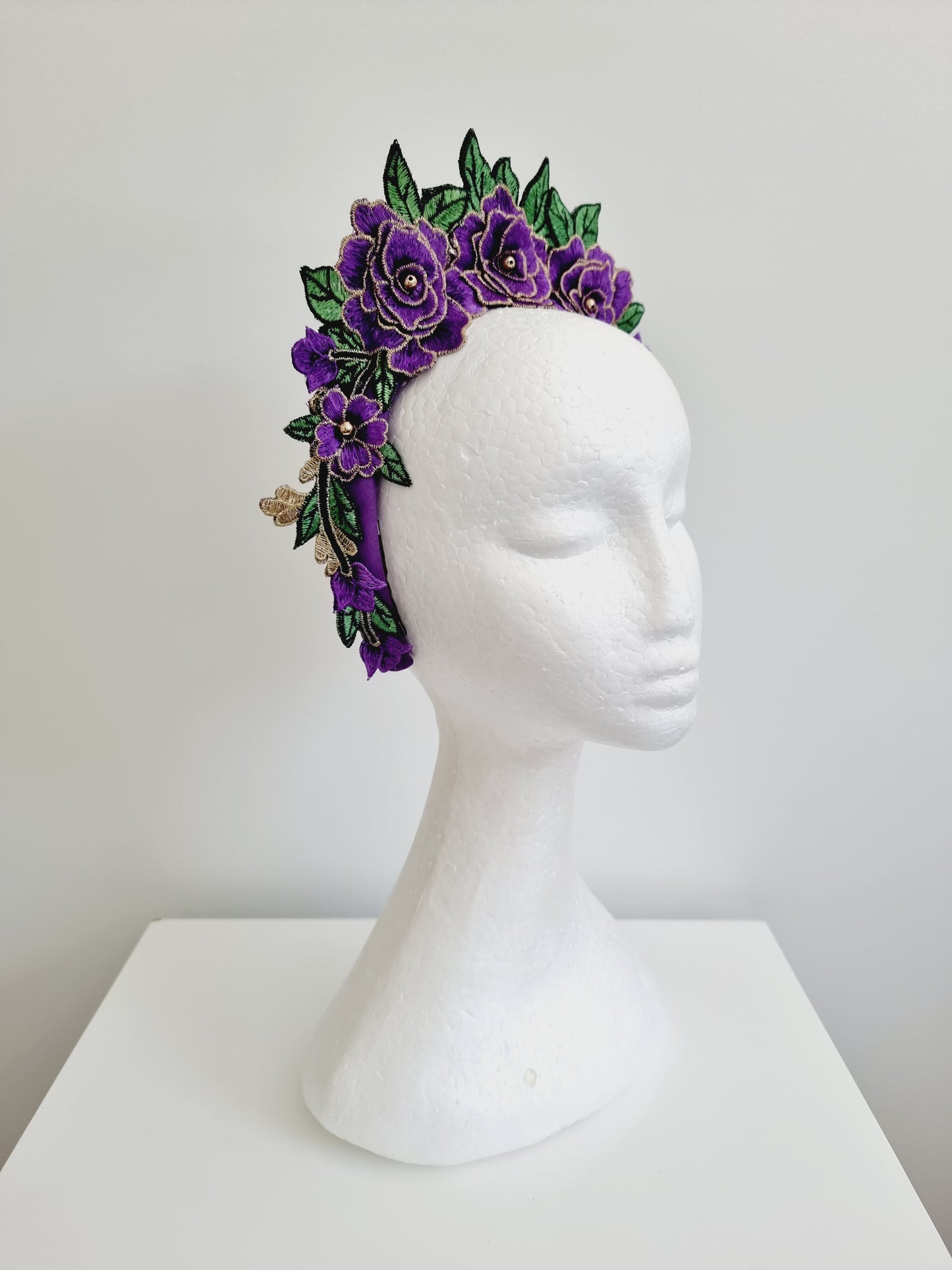 Miss Zoey. Womens Purple floral embroidered headband