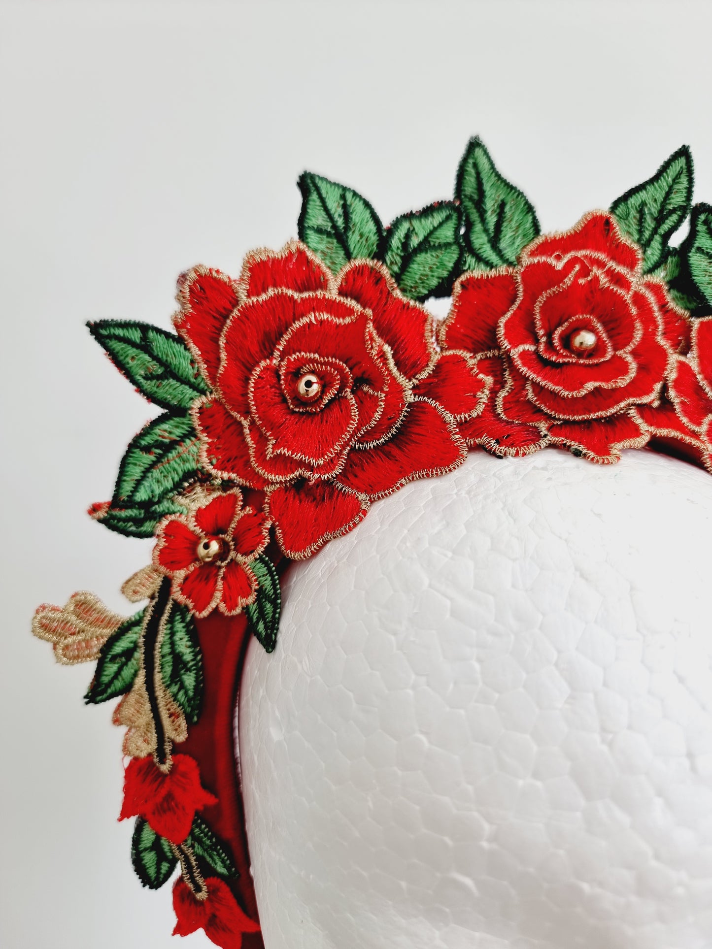 Miss Zoey. Womens Red floral embroidered headband