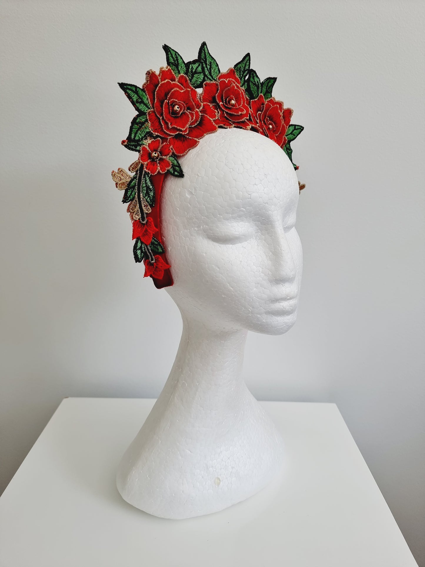 Miss Zoey. Womens Red floral embroidered headband