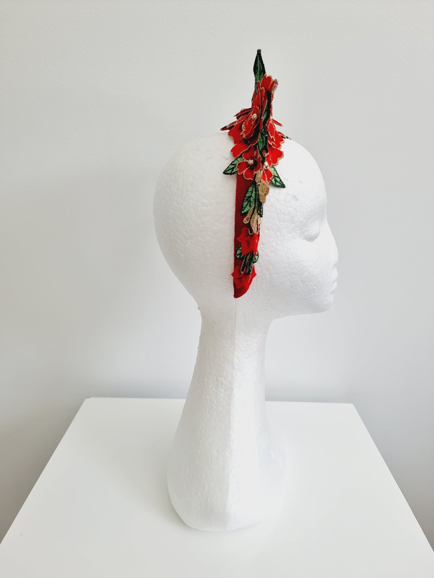 Miss Zoey. Womens Red floral embroidered headband