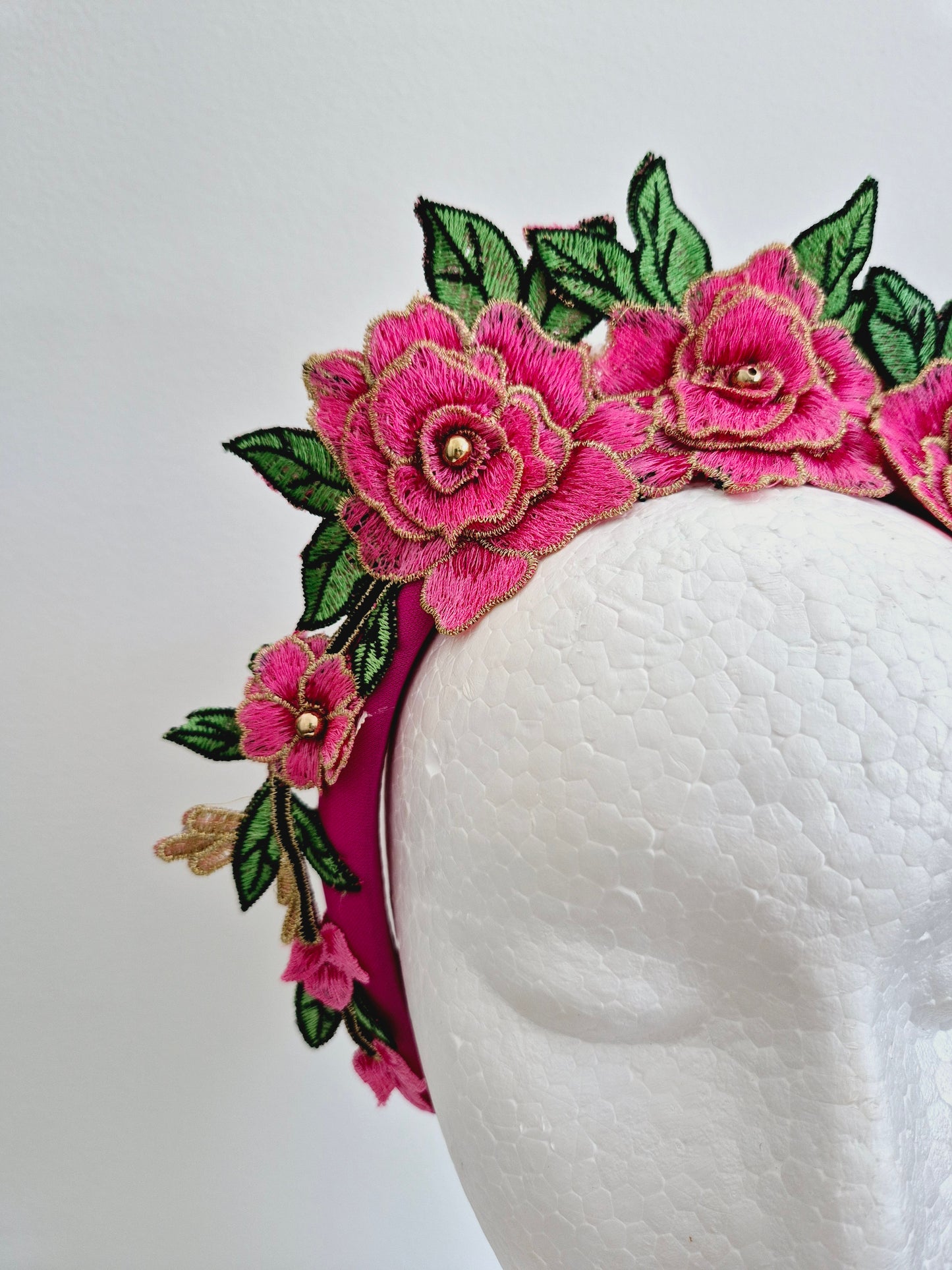 Miss Zoey. Womens Hot Pink floral embroidered headband