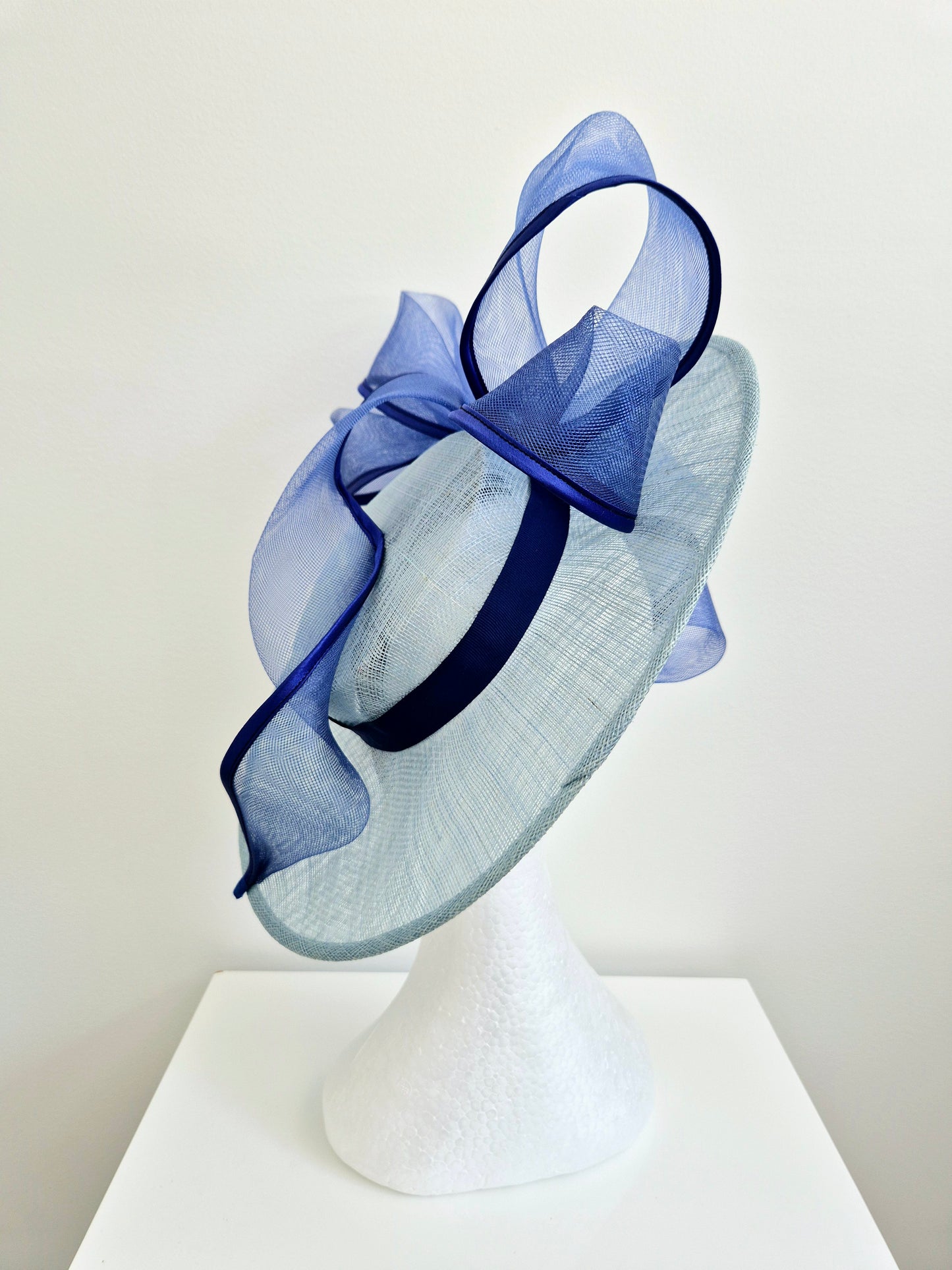 Miss Jaymee. Womens Pale Blue hat with Royal Blue bow